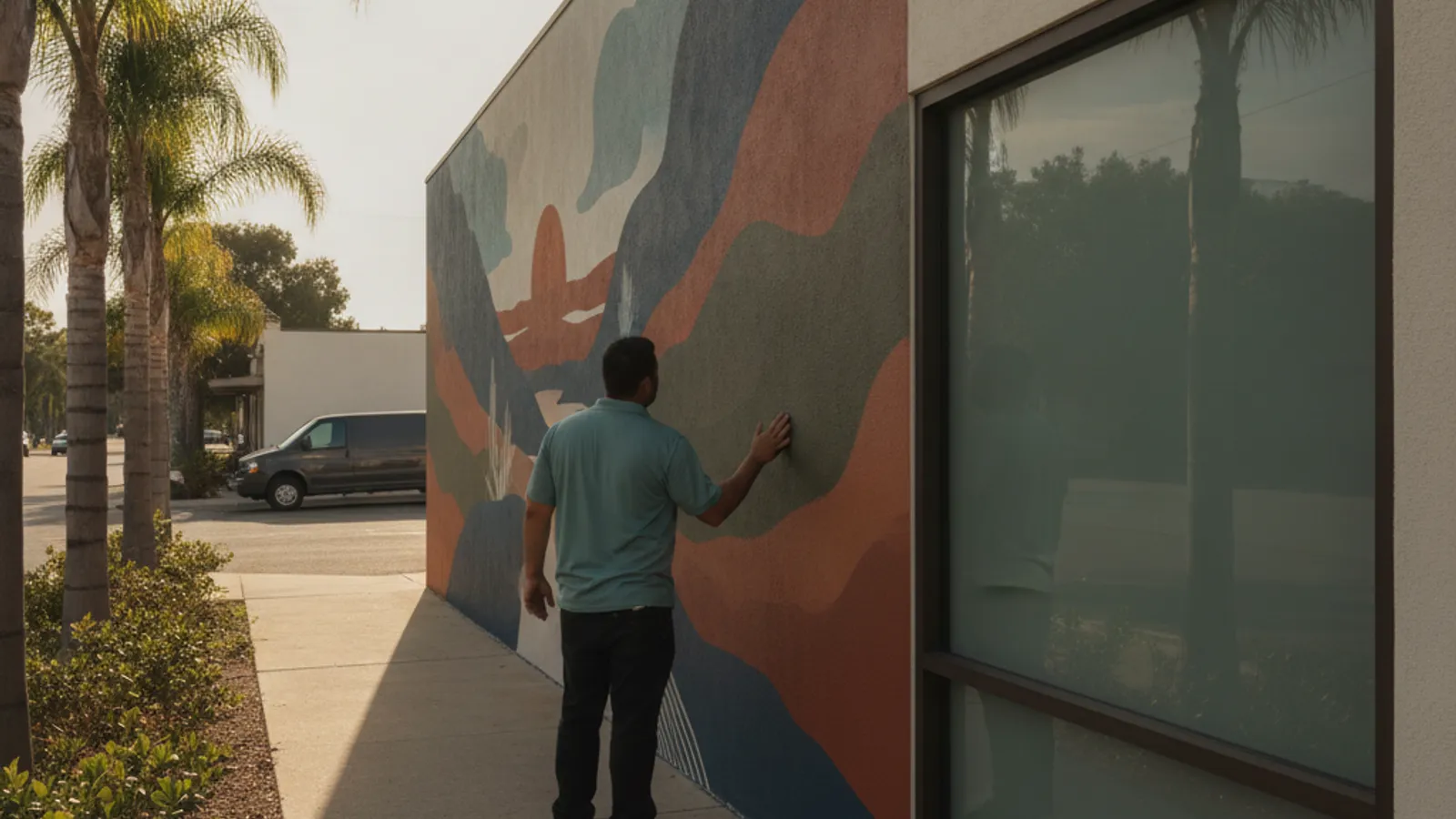 Printed vinyl on a finished building wall
