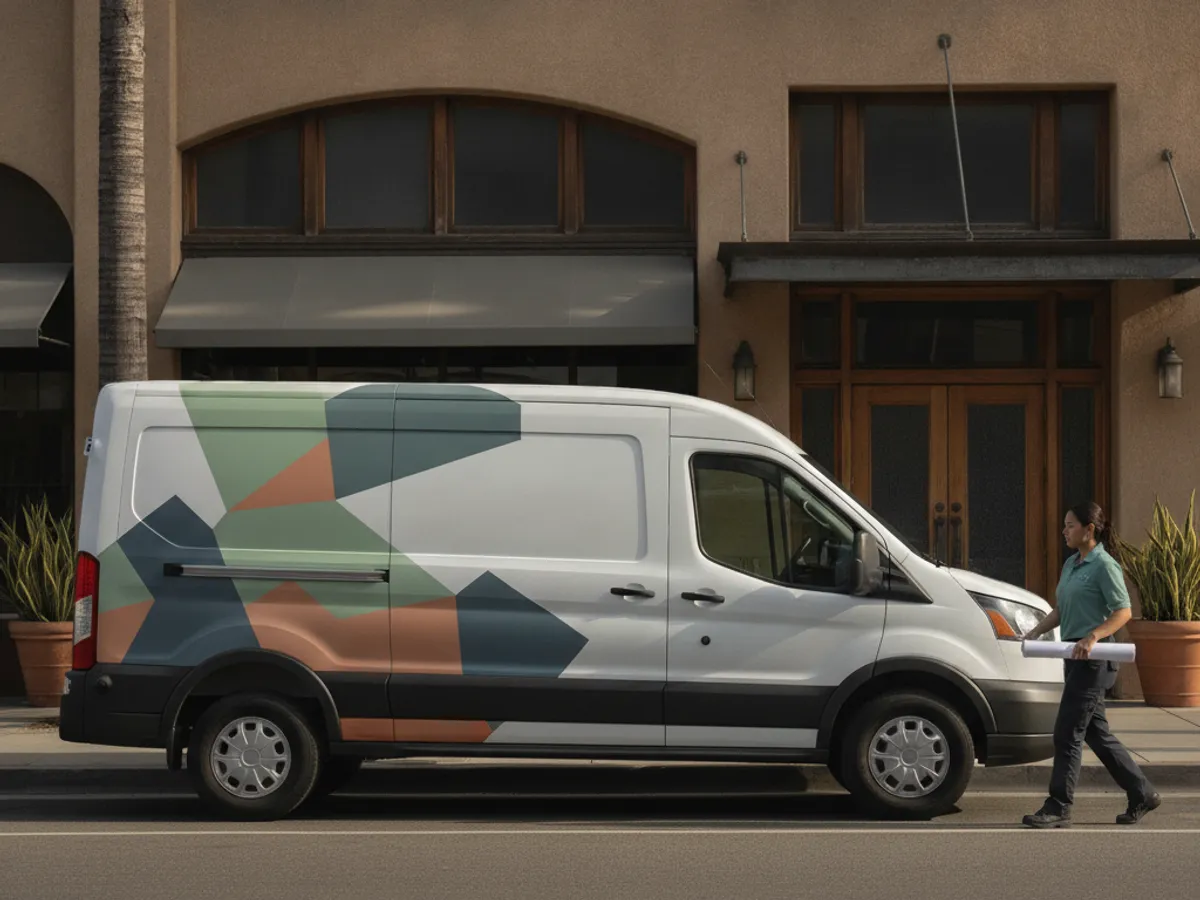Printed vinyl layout for a commercial van